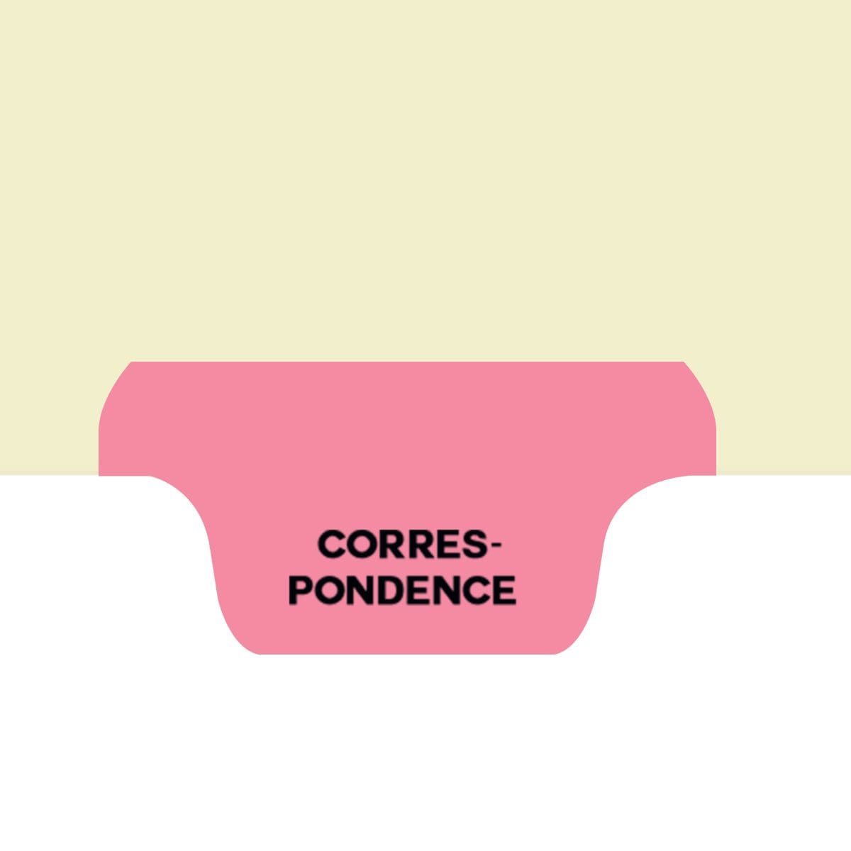 "Correspondence" Bottom Tab- Fileback Dividers - Pink Tab in 7th Position - 2" Fastener at top - 125# Manila Stock - 50/Pack