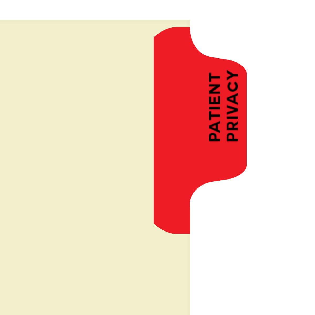 "Patient Privacy" Side Tab - Fileback Dividers With Fastener on Side  - Red Tab in Position 1 - 50 per pack
