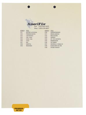 "Progress Notes" Bottom Tab-Chart Dividers - Yellow Colored Tab - Position 2 -  50/box
