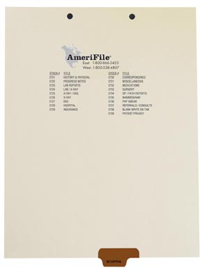 "Hospital" Bottom Tab-Chart Dividers- Brown Tab in Position 5 - 50/box