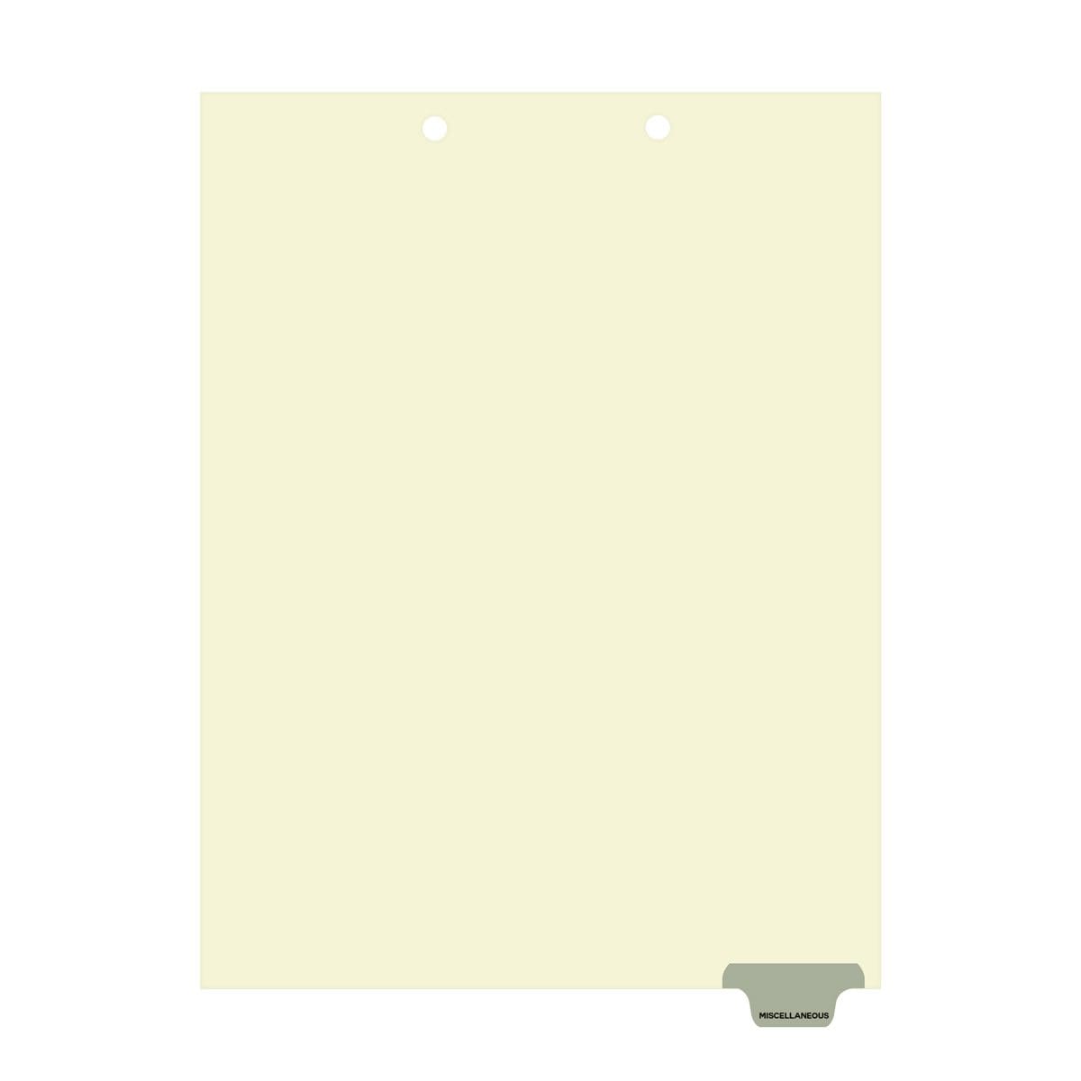 "Miscellaneous" Bottom Tab Chart Dividers - Grey Mylar Tab in Position #8 - 50/bx