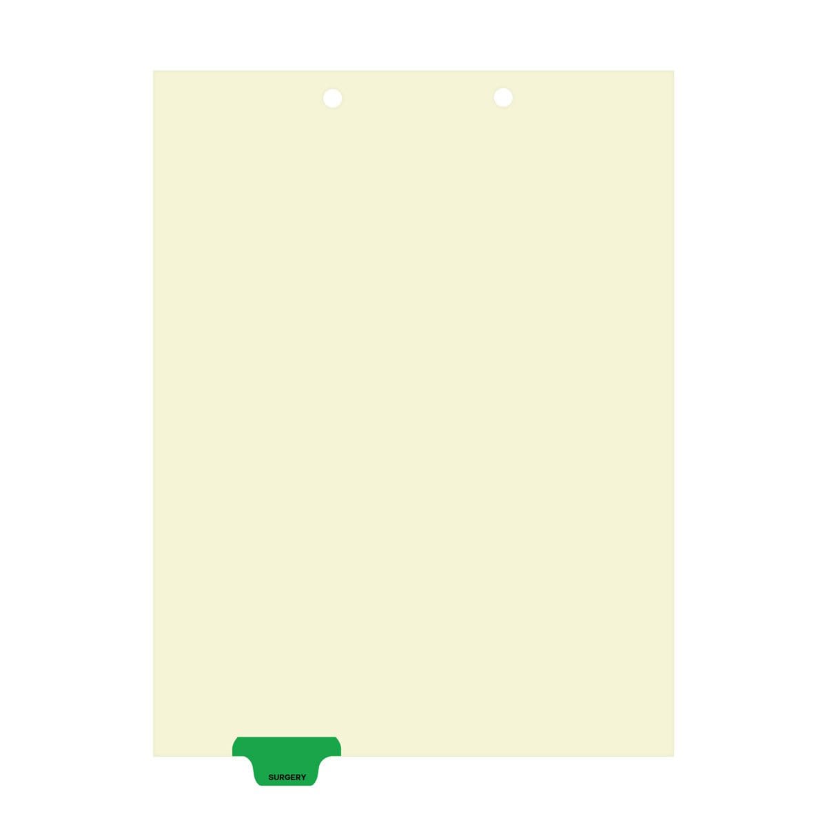 "Surgery" Bottom Tab-Chart Dividers - Green Tab in Position 2 - 50 per box