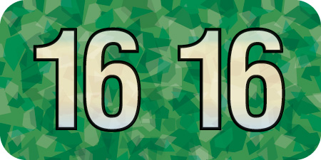 Year Label: Holographic "2016" -  Green - 3/4" H x 1-1/2" W - 500/Roll
