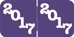 Jeter Compatible Year Labels:  2017 - Purple - 3/4" H x 1-1/2" W - 500/Roll