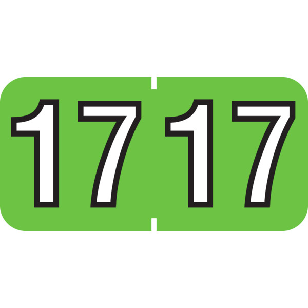 1 1/2" x 3/4" Year Labels: Patterson Colwell Jewel Tone Compatible-500 Roll-Green 2017