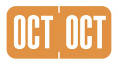 "OCTOBER" Month Label - Orange -  1/2" H x 1" W - 500/Roll