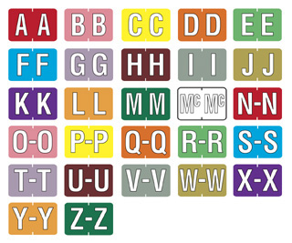 Sycom & Barkley Compatible Alpha Label Starter Set with FILE BOX and Index Guides Included - 1"H x 1-1/2" W Labels - 2,034 Assorted Labels A-Z + Mc