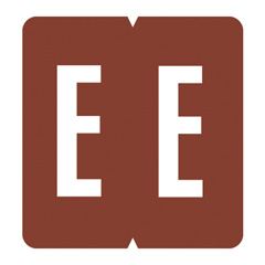 Letter "E" - VRE/GBS Match - BROWN - Sheets for Ringbook - 1.3" H x 1-1/4" W - 200/Pack