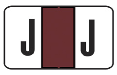 RB-BROWN Alpha Label "J" - Sheets for Ringbook - 240/Pack