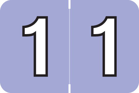 Amerifile L1000 Series Numeric Label - "1" - Violet Color - ARNM Series - 1-1/2" W x 1" H - 500/Roll