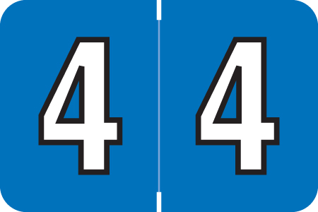 Amerifile L1000 Series Numeric Label - "4" - Sapphire Color - ARNM Series - 1-1/2" W x 1" H - 500/Roll