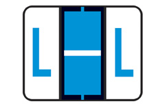 RB-BLUE - Letter "L" - 1" H x 1 1/4" W -  500/Roll