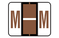 RB- BROWN Letter "M" - File Doctor Alphabetic Labels - 500/Roll