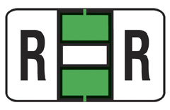 JETER Alphabetic Labels Letter "R" - 7200 Series - Lt. Green - 500/Roll