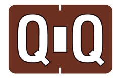 Colwell Jewel Tone Alpha Label Letter "Q" - Brown - 1" H x 1-1/2" W - Pack of 225