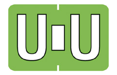 FB-ALPHA LABEL "U" - COLOR LIME - 1"H X 1-1/2"W - 225/PACK
