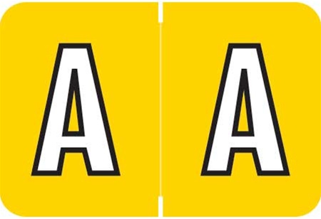 Colwell Jewel Alphabetic Labels - COAM Series Letter "A"- Yellow - 1" H x 1-1/2" W - 500/Roll