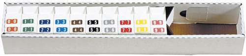 TAB Compatible MINI Numeric Label Starter Set - 0-9 - Set with Tray - 1/2" H x 1" W - 1000/Roll