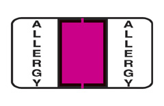 "Allergy" Specialty Label - Sheets for Ring Binder - 1-1/2" W x 3/4" H -  Fl. Pink - 240 Labels per pack