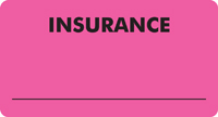 "INSURANCE" Label Color Fl. Pink -  3 1/4" x 1 3/4" - Box of 250
