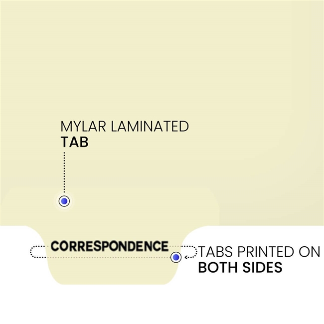 "Correspondence" Bottom Tab Index Chart Divider - Clear Tab Position 5 - 100/Pack