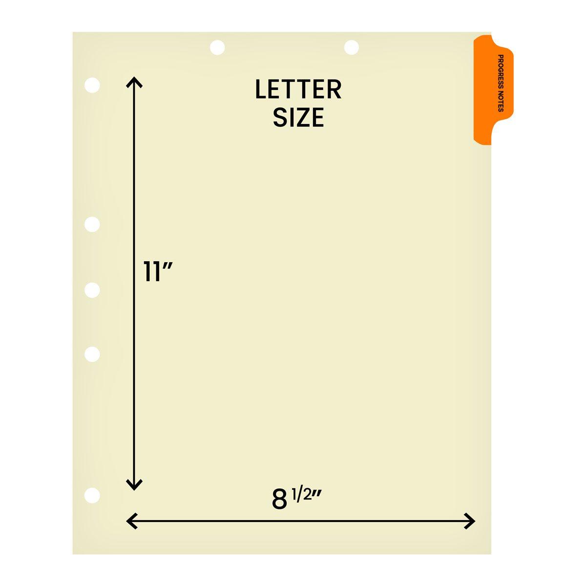 "Progress Notes" -  Side Tab Index Chart Divider- Orange Tab Position 1 - 100/Package