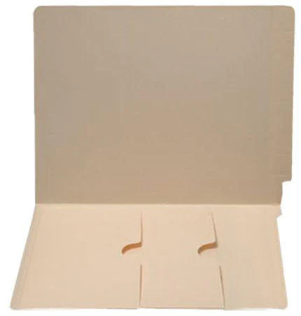 Manila Letter Size Reinforced End Tab Folder with Double Pocket on Inside Back Upside Down at Top -  14 pt Manila Stock -  50/Box