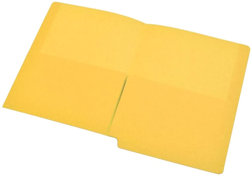 2 Pocket folder - End Tab - Color Yellow - Letter Size - Dual 1/2 Pockets Inside Front and Back - 50/Box