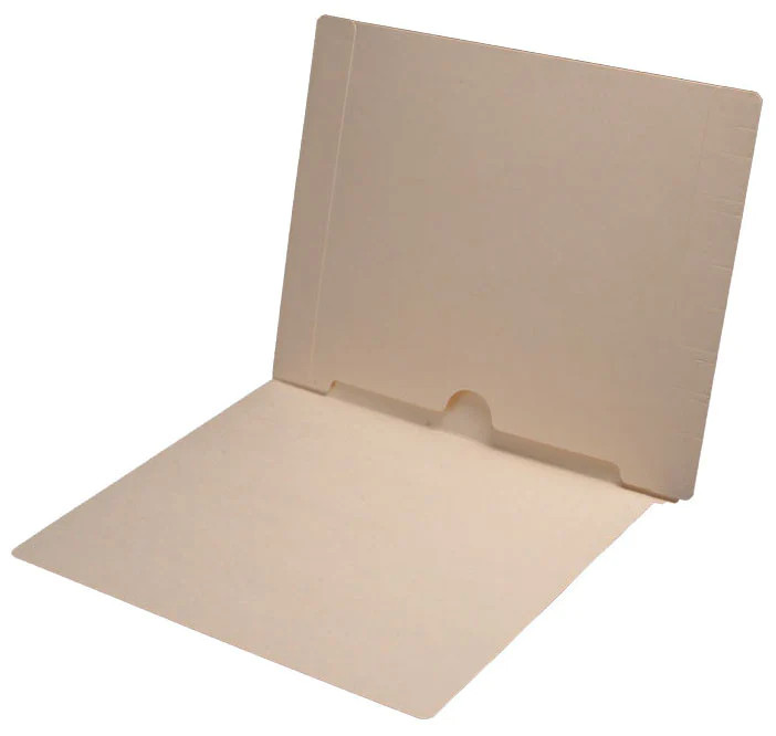 Full Back Pocket Open Bottom Manila Folder with Fastener in Position 3 - 11 Pt. Manila -  Full Cut End Tab -  Letter Size - 50/Box