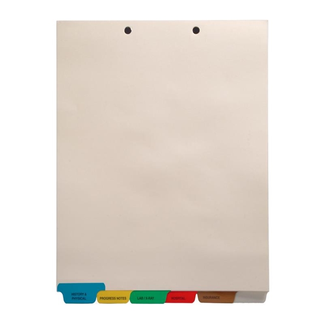 Medical Chart Divider Sets, Medical Pre-Printed Tabs, Bottom Tabs, 1/6th cut - 65 Sets of 6 Tabs