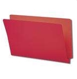 End Tab Folder, 11 Pt. Red Colored Stock - Letter Size - Reinforced Tab - Bonded Fasteners in Positions 3 & 5 - 100/Box