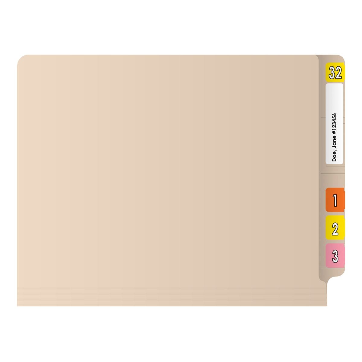 End Tab Open Shelf File Folder - 14 Pt Manila - 2 Ply End Tab - Fasteners in Positions 1&3 - Standard 3/4" Accordion Expansion  - Letter Size - Box of 50 - F1324