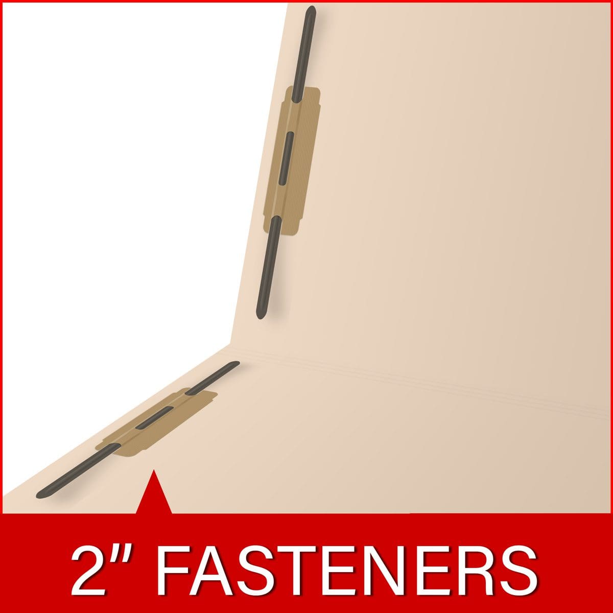 End Tab Open Shelf File Folder - 14 Pt Manila - 2 Ply End Tab - Fasteners in Positions 1&3 - Standard 3/4" Accordion Expansion  - Letter Size - Box of 50 - F1324