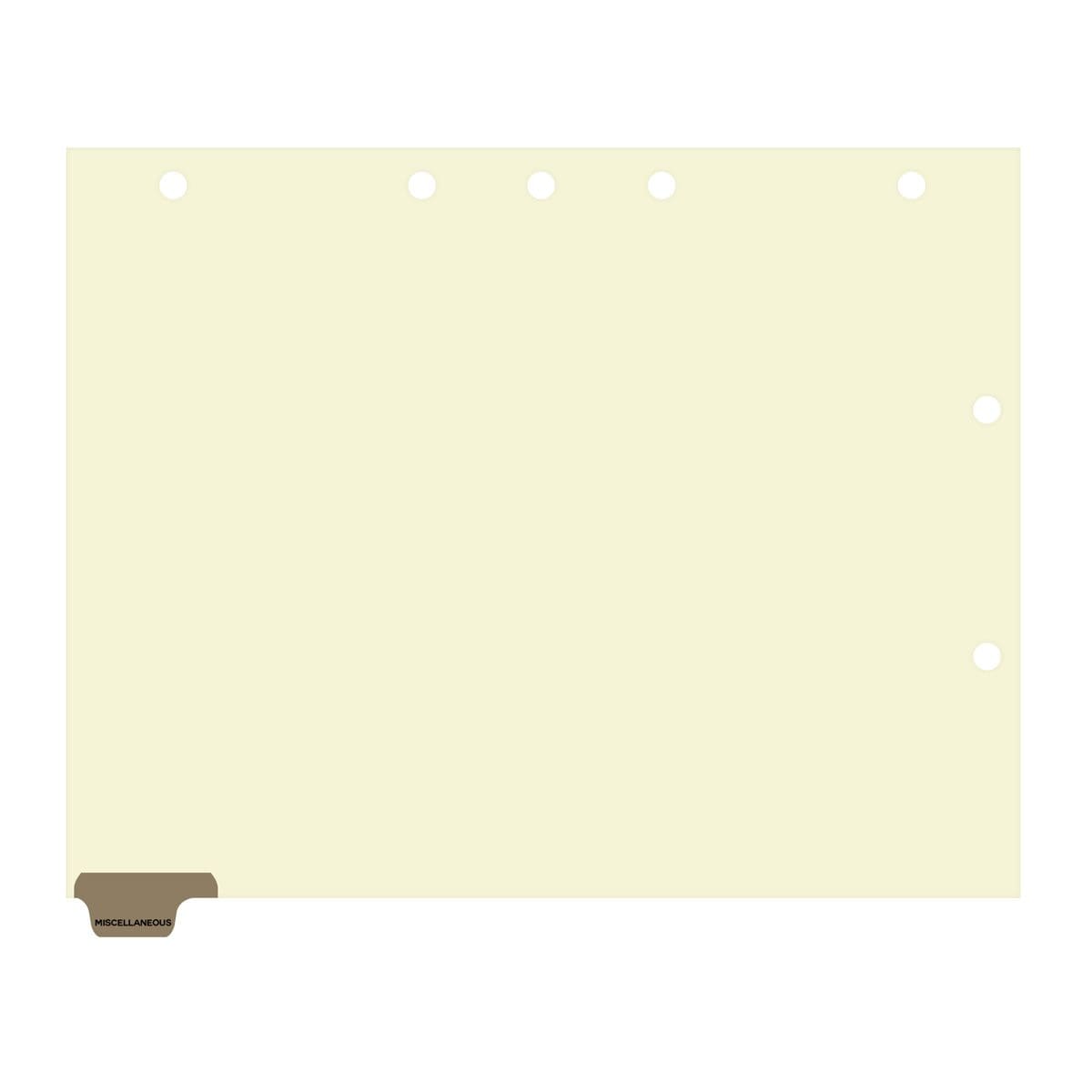 "Miscellaneous" - Side Tab Index Chart Divider - Gray Tab in Position 8 - Box of 50