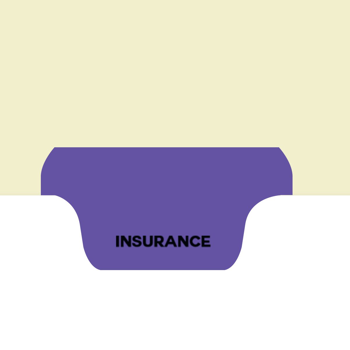 "Insurance"- Bottom Tab File Back Chart Divider - Purple Tab in  Position 6 - Box of 50
