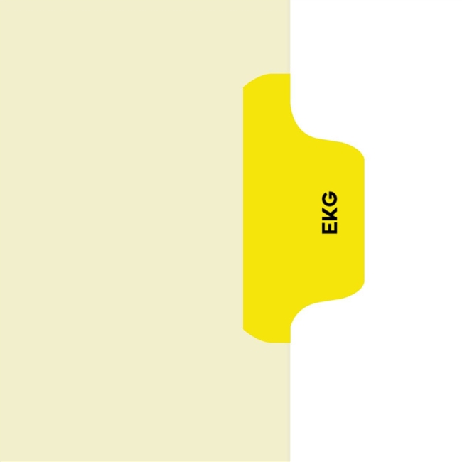 "EKG" Amerifile Side Tab Individual Fileback Dividers - Yellow Tab Position 5 -  Box of 50
