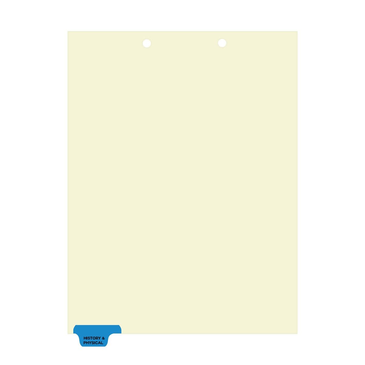 "History & Physical" Amerifile Bottom Tab Individual Chart Dividers - Blue Tab in Position 1 - Box of 50 - I721
