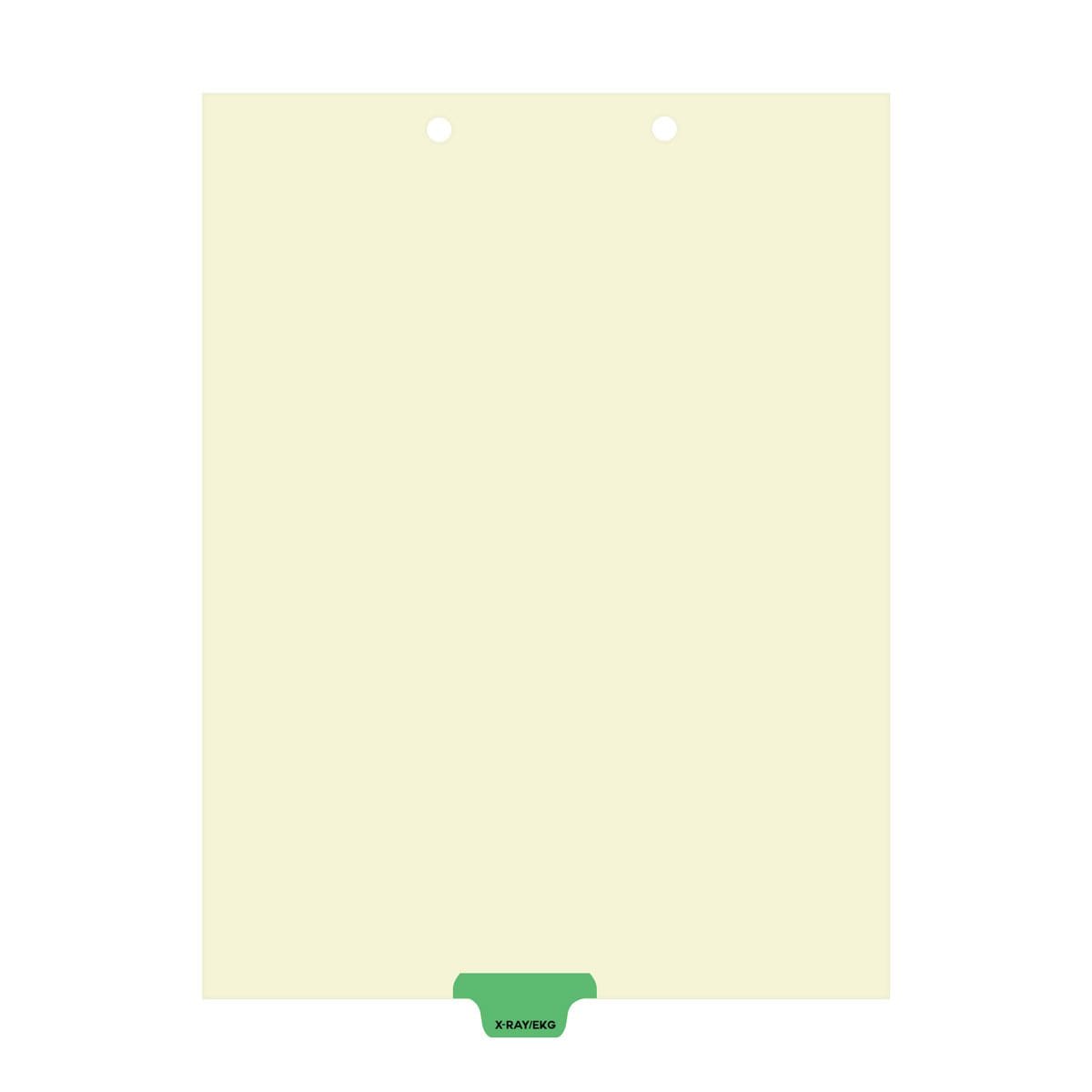 "X-ray / EKG"  Bottom Tab Individual Amerifile Chart Dividers - Light Green Tab Position 4 -  Divider - Box of 50 - I725
