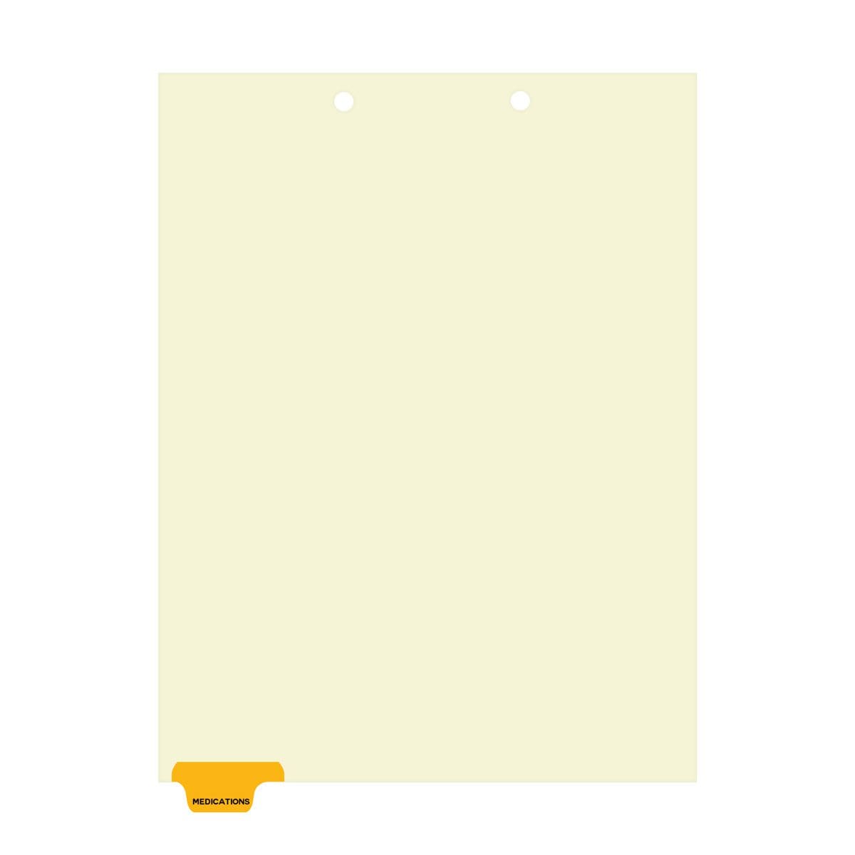 Bottom Tab Chart Dividers - "Medications" - Orange Tab in Position 1 - Box of 50