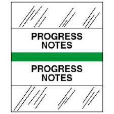 Amerifile (Tabbies Compatible) Chart Divider Tabs - "Progress Notes"  -  Lt. Green - 1/2" H x 1-1/4"W - 100/Pack