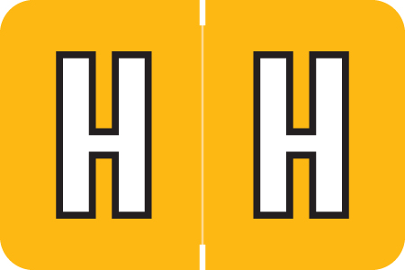 ColorBrite Alpha Labels - Letter H - Yellow - 1 1/2 W x 1 H - Roll of 500