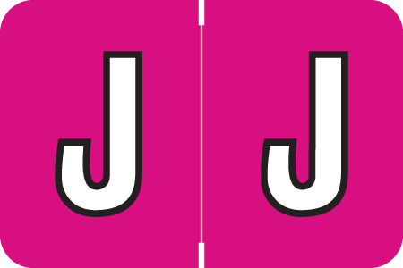 ColorBrite Alpha Labels - Letter J - Magenta - 1 1/2 W x 1 H - Roll of 500