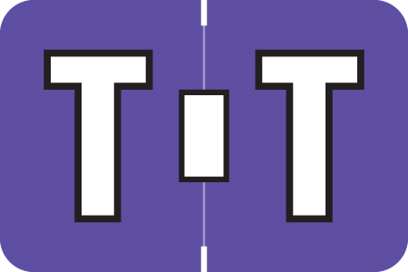 ColorBrite Alpha Labels - Letter T - Purple - 1 1/2 W x 1 H - Roll of 500