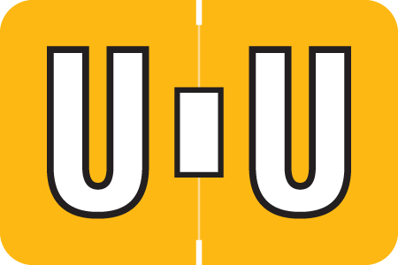 AmeriFile ColorBrite Alpha Labels - Letter U - Yellow - 1 1/2 W x 1 H - Rolls of 500