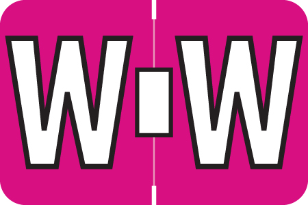 ColorBrite Alpha Labels - Letter W - Purple - 1 1/2 W x 1 H - Roll of 500