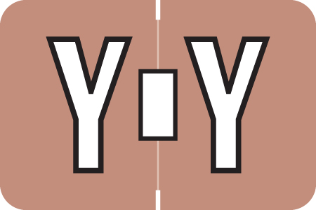 AmeriFile ColorBrite Alpha Labels - Letter Y - Brown - 1 1/2 W x 1 H - Rolls of 500