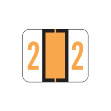 AmeriFile TAB Compatible Numeric Labels - Number 2 - Yellow - 1 1/4 W x 1 H - Roll of 500