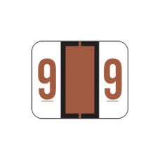 AmeriFile TAB Compatible Numeric Labels - Number 9 - Brown - 1 1/4 W x 1 H - Roll of 500