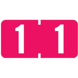 AmeriFile TAB Products Compatible Numeric Mini-Labels - Number 1 - Red - 1 W x 1/2 H - Roll of 500