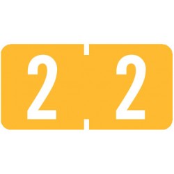 AmeriFile TAB Products Compatible Numeric Mini-Labels - Number 2 - Yellow - 1 W x 1/2 H - Roll of 500